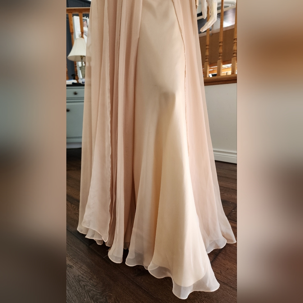 Jovani 81120 Blush Peach Beaded Chiffon Formal Gown | Crystal Bodice | Gala 6 - Picture 11 of 16